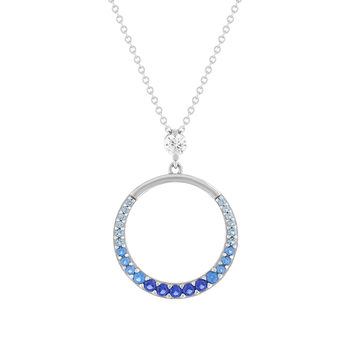 925 silver necklace with synthetic stones 45cm