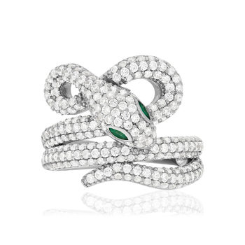 Bague argent 925 pierres synthétiques et zirconias motif serpent