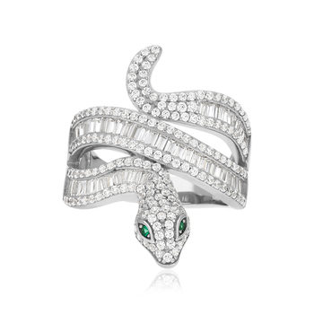 Bague argent 925 pierres synthétiques et zirconias motif serpent