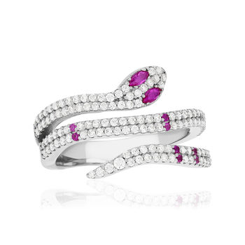 Bague argent 925 et pierres synthétiques motif serpent