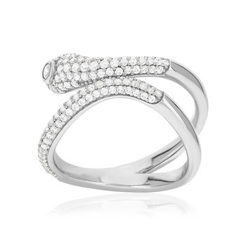 Bague argent 925 motif serpent et zirconias
