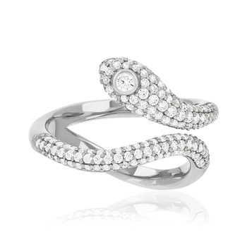 Bague argent 925 motif serpent et zirconias
