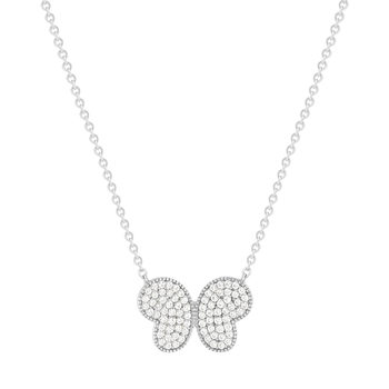 Collier argent 925 motif papillon et zirconias 45cm