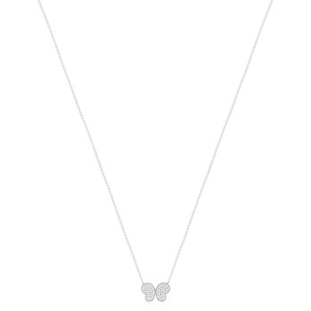 Collier argent 925 motif papillon et zirconias 45cm