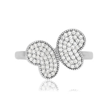 Bague argent 925 motif papillon et zirconias