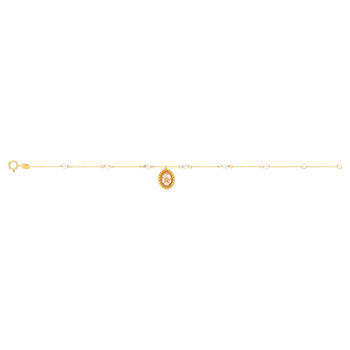 Bracelet or 375 jaune or camées perles de culture de Chine 17,5cm