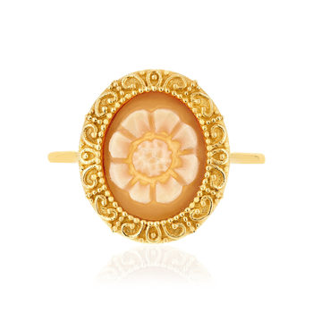 Bague or 375 jaune or camées oranges