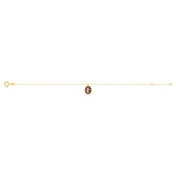 Bracelet or 375 jaune or camées marrons 18cm