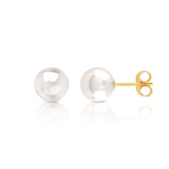 Boucles d'oreilles or 750 jaune perles de culture de Chine