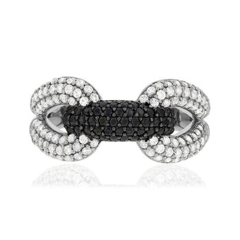 Bague argent 925 pierres synthétiques noires  et zirconias blancs
