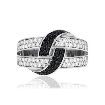 Bague argent 925 pierres synthétiques noires et zirconias blancs