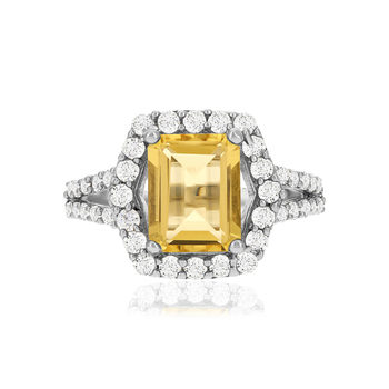 Bague argent 925 citrine et zirconias