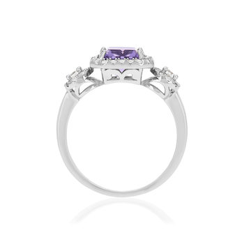 Bague argent 925 améthyste et zirconias