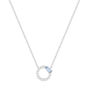 Collier argent 925 pierre imitation bleue et zirconias 45 cm
