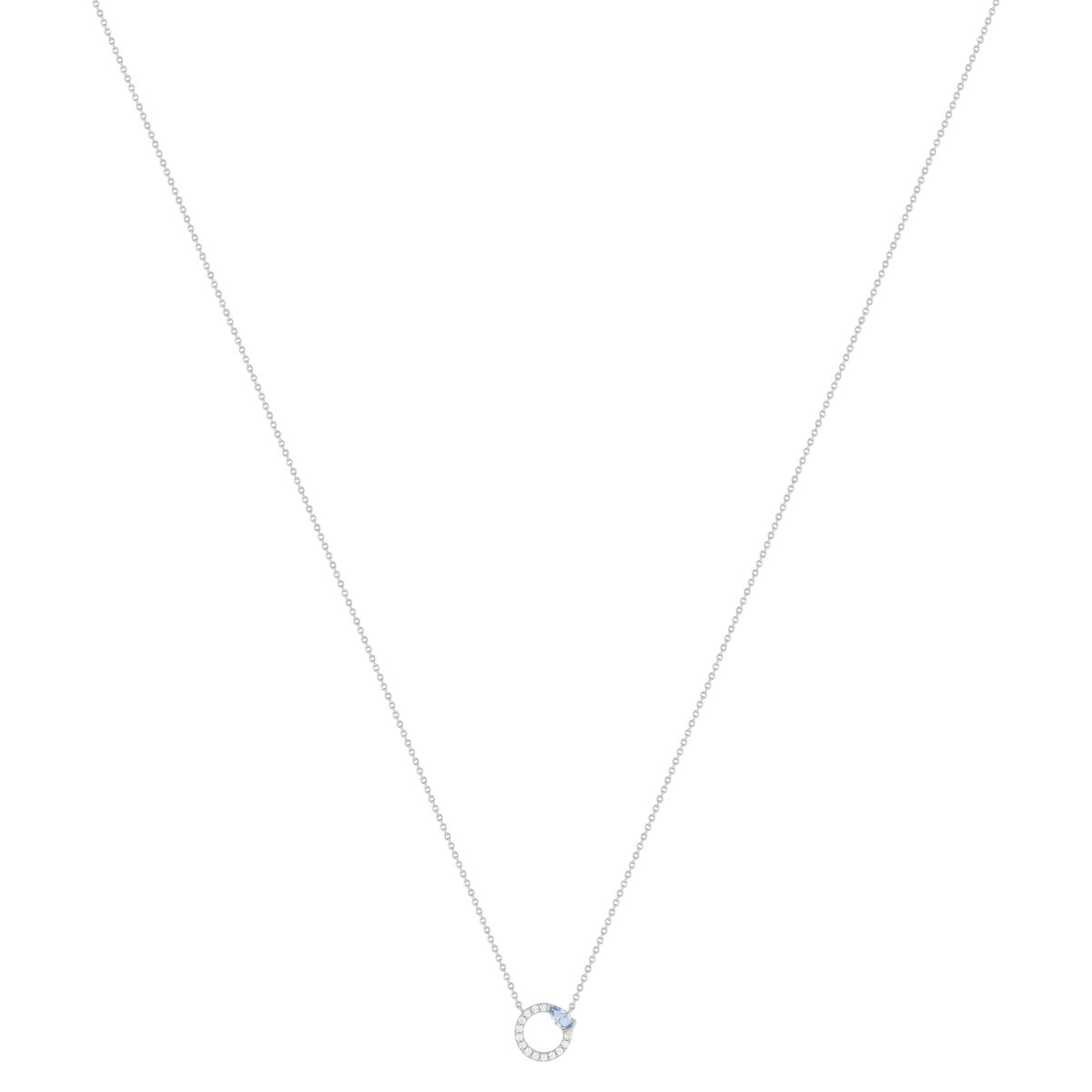 Collier argent 925 pierre imitation bleue et zirconias 45 cm - vue 2