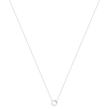 Collier argent 925 pierre imitation bleue et zirconias 45 cm