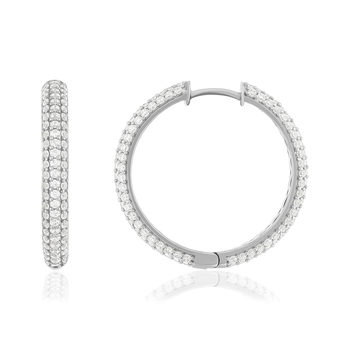 Silver hoop earrings 925 zirconias 28mm