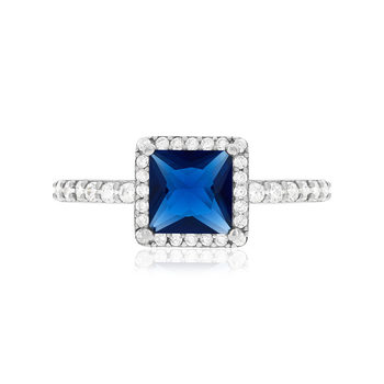 Bague argent zirconias bleu et blanc