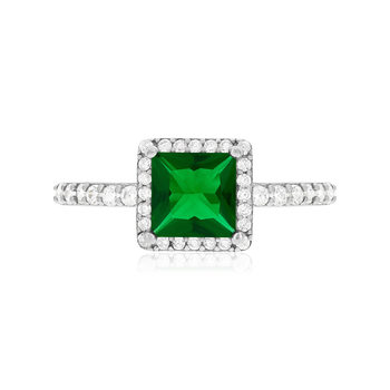 Bague argent zirconias verts et blancs