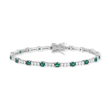 925 silver bracelet green and white zirconias 18cm