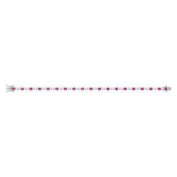 925 silver bracelet with red and white zirconias 18cm