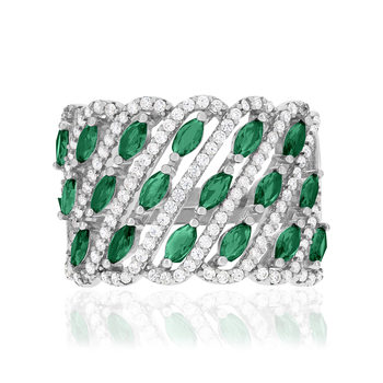 Bague argent zirconias vert et blanc