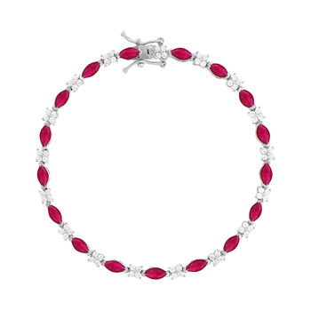 Silver bracelet zirconias red and white 18cm