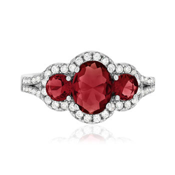 Bague argent zirconias rouge et blanc