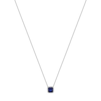 Collier argent 925 zirconias bleu foncé et blanc 42cm