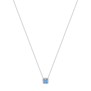 Collier argent 925 zirconias bleu clair et blanc 42cm