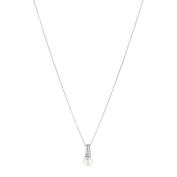 Collier argent 925 perle de culture et zirconias 45 cm