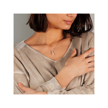 Collier argent 925 perle de culture et zirconias 45 cm