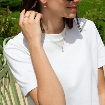 Collier argent 925 perle de culture et zirconias 45 cm