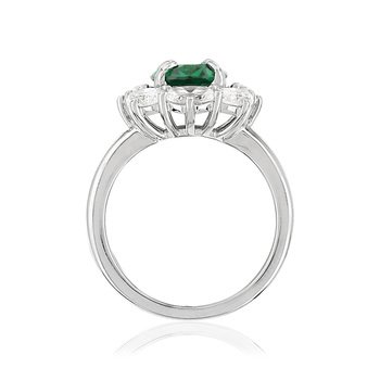 Bague argent 925 zirconia ovale vert et zirconias blancs