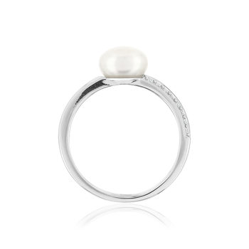 Bague argent 925 perle de culture et zirconias