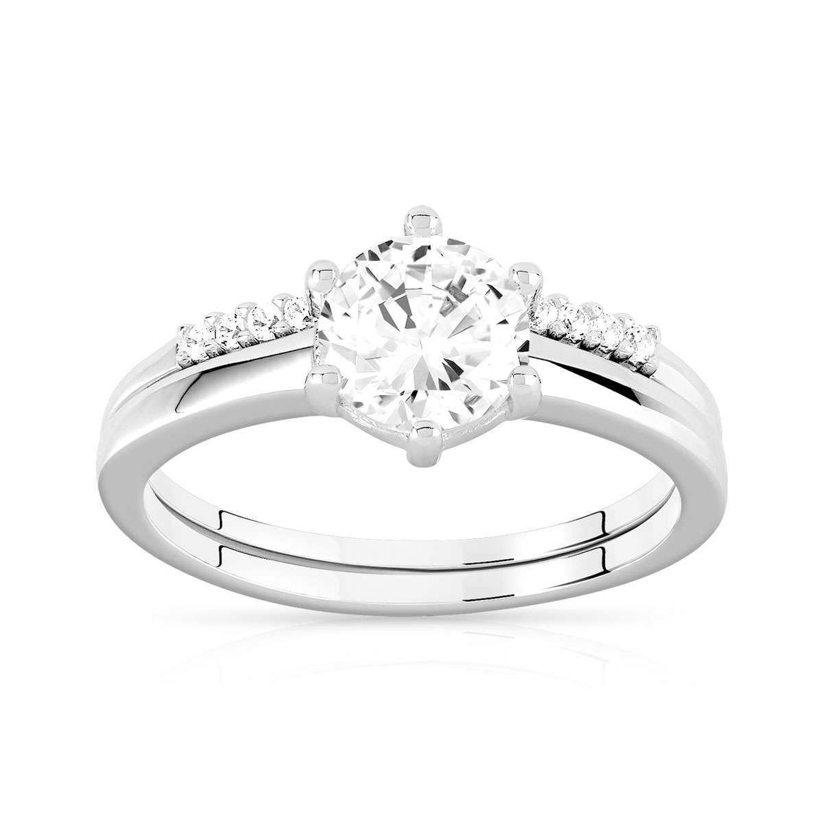 Duo alliance et solitaire argent 925 zirconias