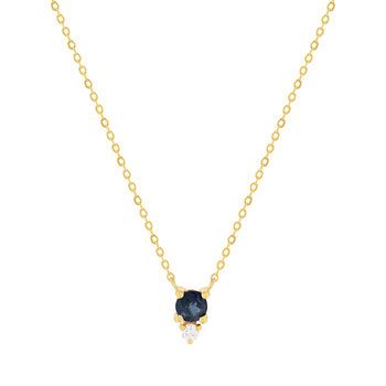 Collier or 375 jaune diamant et saphir 45cm