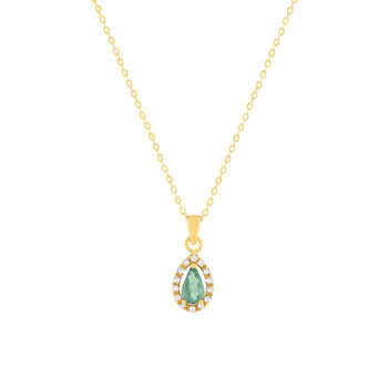 Collier or 375 jaune diamant et émeraude 45cm