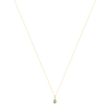 Collier or 375 jaune diamant et émeraude 45cm