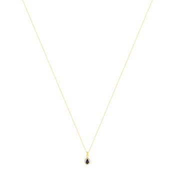 Collier or 375 jaune diamant et saphir 45cm