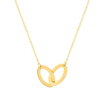 Collier or jaune 375 42 cm motif 2 anneaux entrelacés