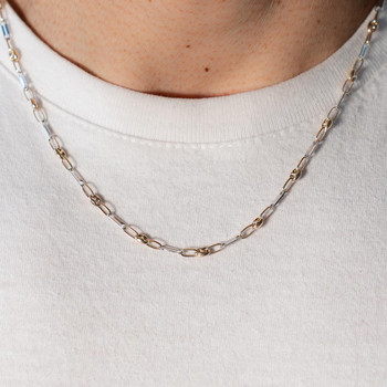 CHAINE or jaune 375 or rhodié, maille grain de café alternée 50 cm