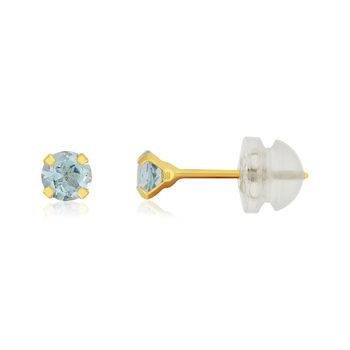 Boucles d'oreilles or 375 jaune topaze bleues traitées 0,44 carat