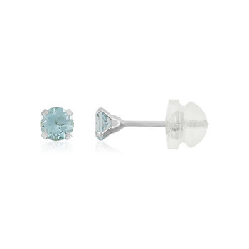 Boucles d'oreilles or 375 blanc topaze bleues traitées 0,44 carat