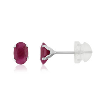 Boucles d'oreilles or 375 blanc rubis 1.2 carat