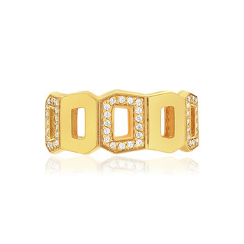 Bague plaqué or jaune multi boucles ajourées et zirconias