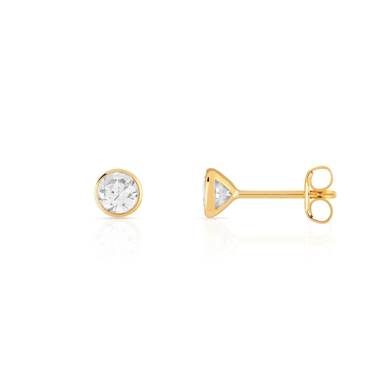 Boucles d'oreilles or 375 jaune zirconias - vue D1