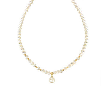 Collier or 750 jaune pampille perles de culture de Chine 42,5 cm