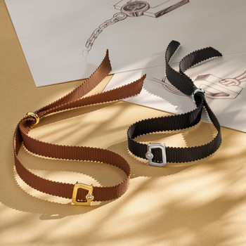 Bracelet boucle argent 925 zirconias ruban noir 21cm