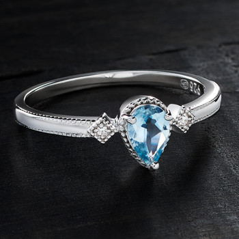 Bague argent 925 aigue marine et zirconias